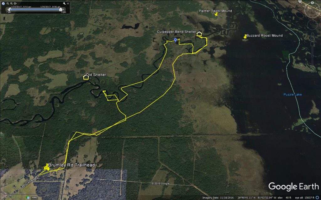 Map from Shad Fly Fishing Trip on the Lower Econlockhatchee
