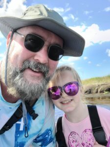 Evelyn and I on the East Bank of the St. Johns River near the mouth of the Econ