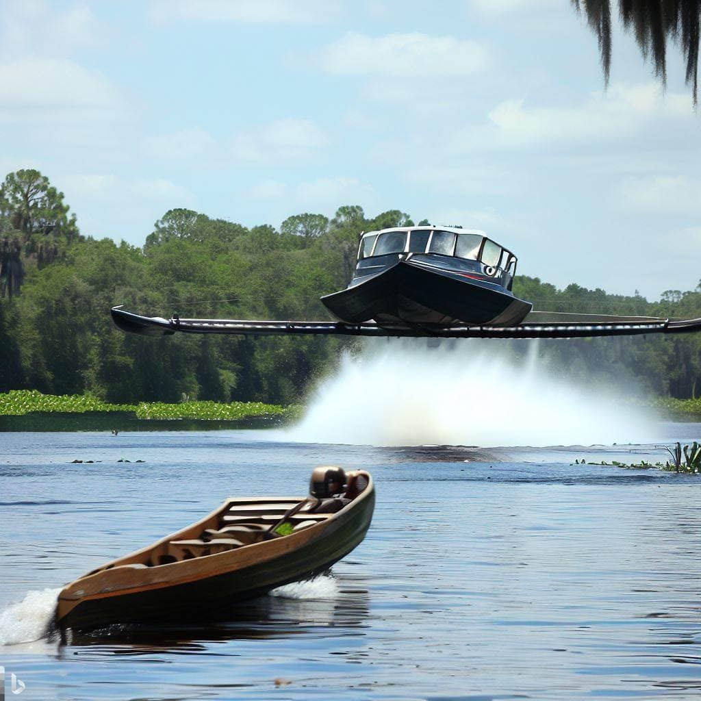 AI Generated- Airboat Passing Canoe on the St. Johns River