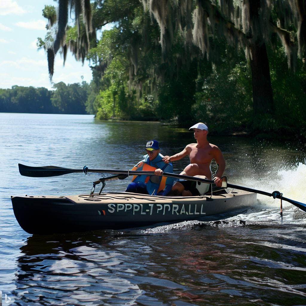 AI Generated- Two Men in a Sportspal Canoe