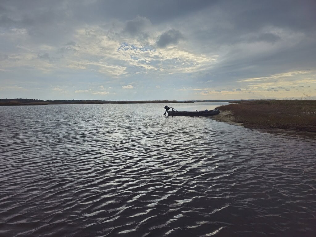 Sportspal canoe at the Mouth of the Econ
